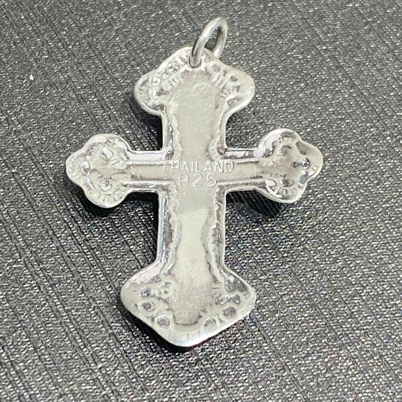 Multi stone sterling cross pendant - Picture 2 of 2